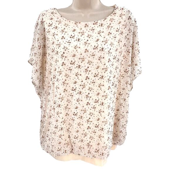 Neineiwu Top Women XL Floral Flowy Boho Breezy Romantic Cottagecore Prairie Airy - Picture 1 of 8